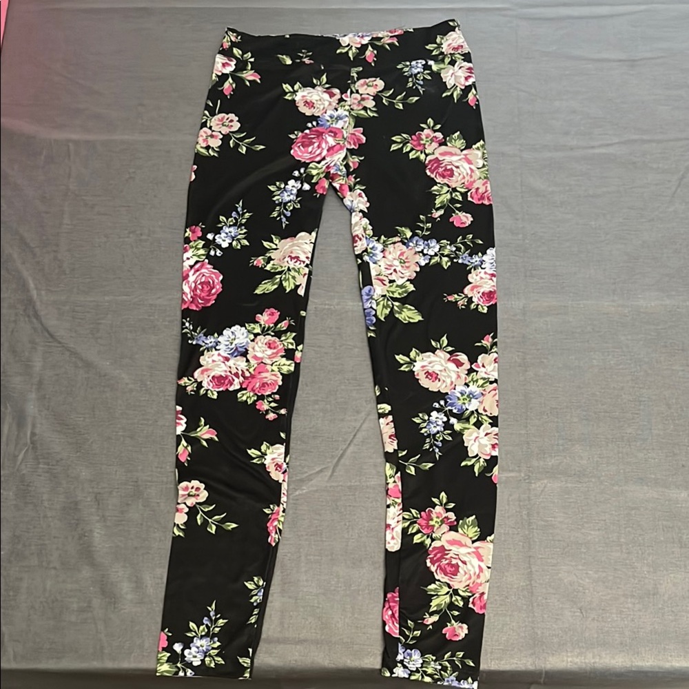 Floral Black Leggings